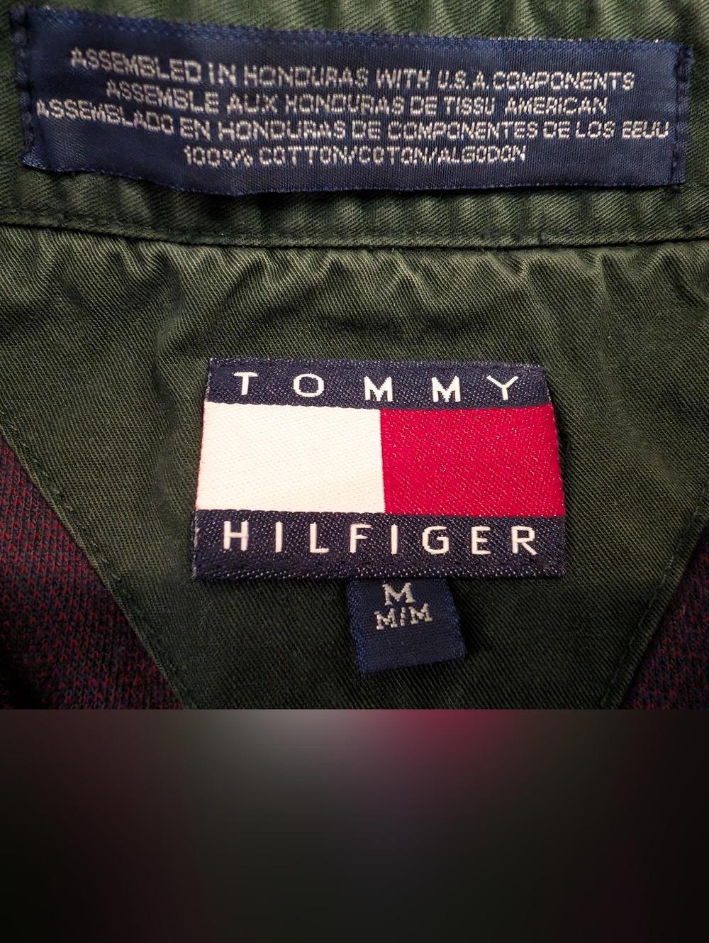 Vintage 90's Tommy Hilfiger Men's Navy Plaid Polo Shirt Size M - Picture 7 of 13